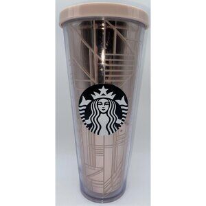 Starbucks Metallic Pink Tumbler Drinking Cup 24 oz No Straw